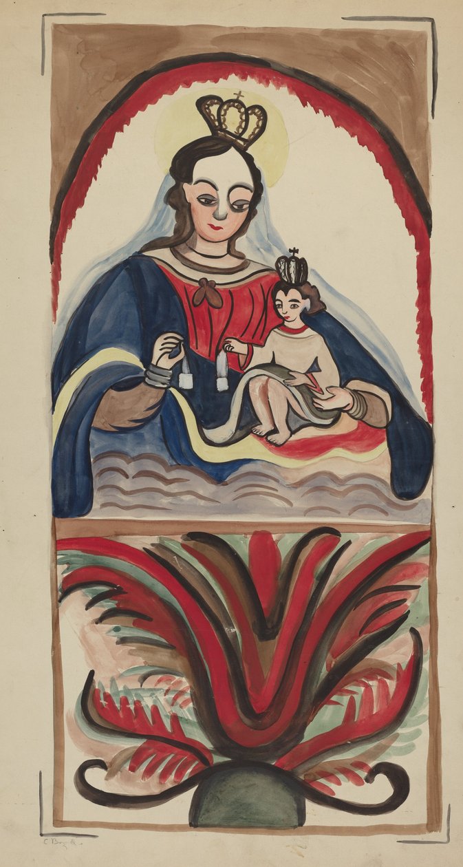 Retablo - Maagd & Kind door E. Boyd