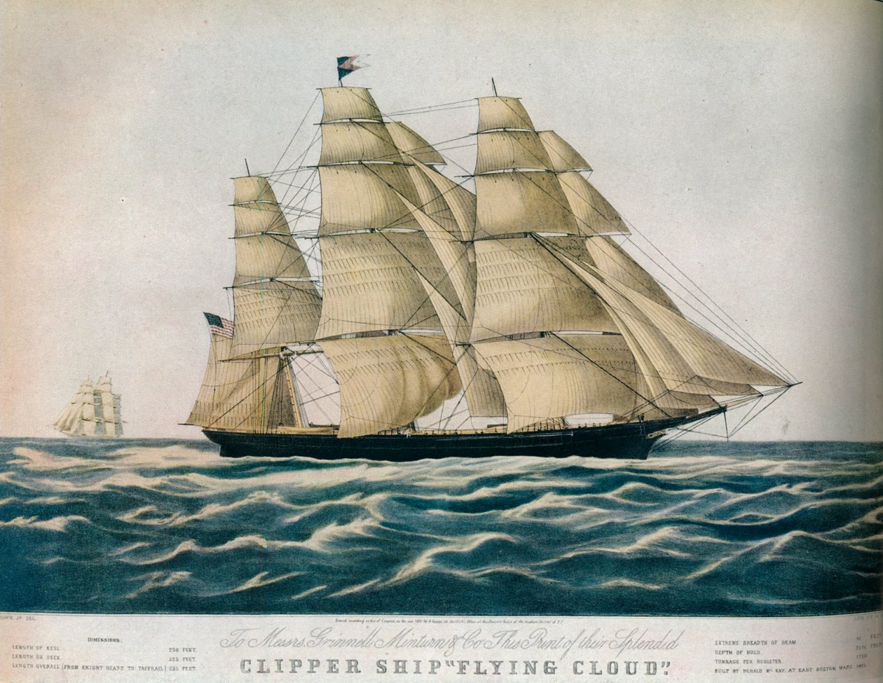 Clipper Ship: Flying Cloud, 1852 door E Brown Jr