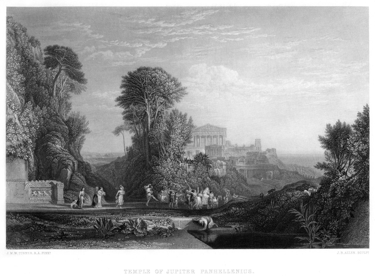 Tempel van Jupiter Panhellenius, 19e eeuw door E. Challis