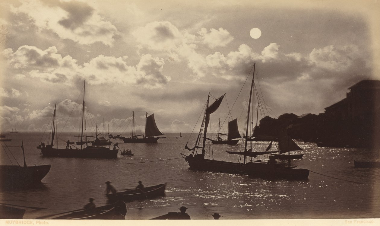 Maanlichteffect-Baai van Panama door Eadweard Muybridge