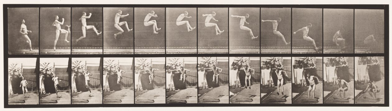Plaat 159. Springen; breedtesprong (schoenen) door Eadweard Muybridge