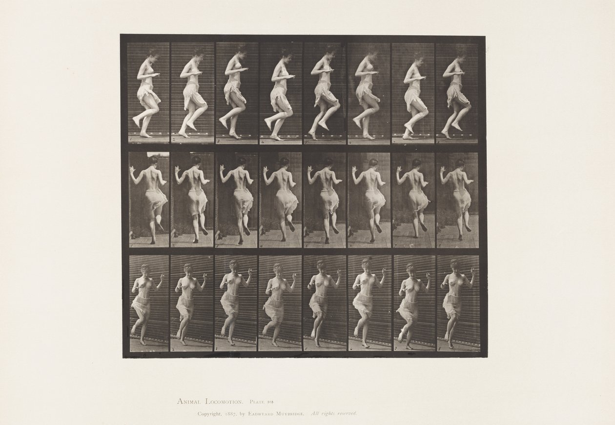 Plaat 185. Hinkelen op linkervoet, 1885 door Eadweard Muybridge