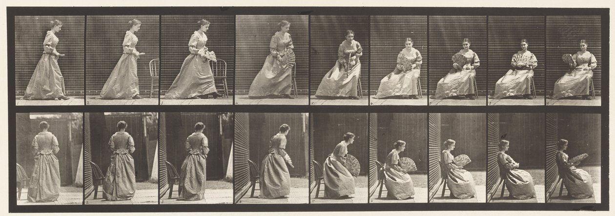 Plaat 240. Zitten en Waaier Flirten door Eadweard Muybridge