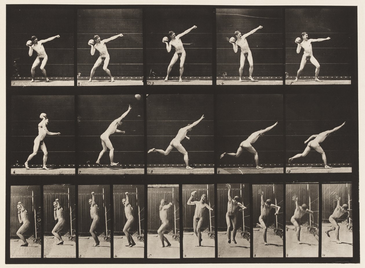 Plaat 314. Een 20-pond rots werpen door Eadweard Muybridge