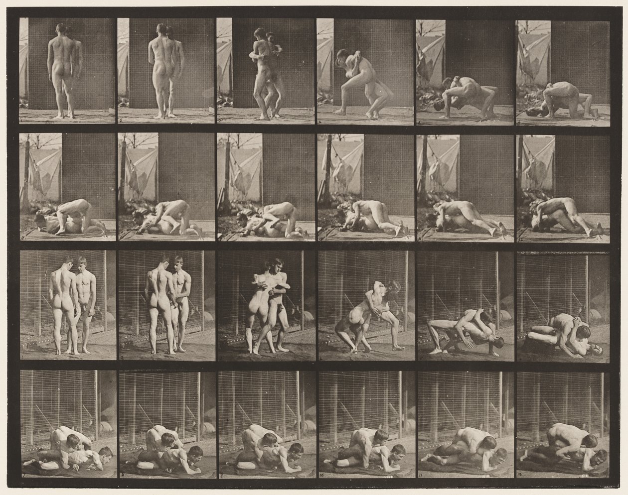 Plaat 346. Worstelen, greep door Eadweard Muybridge