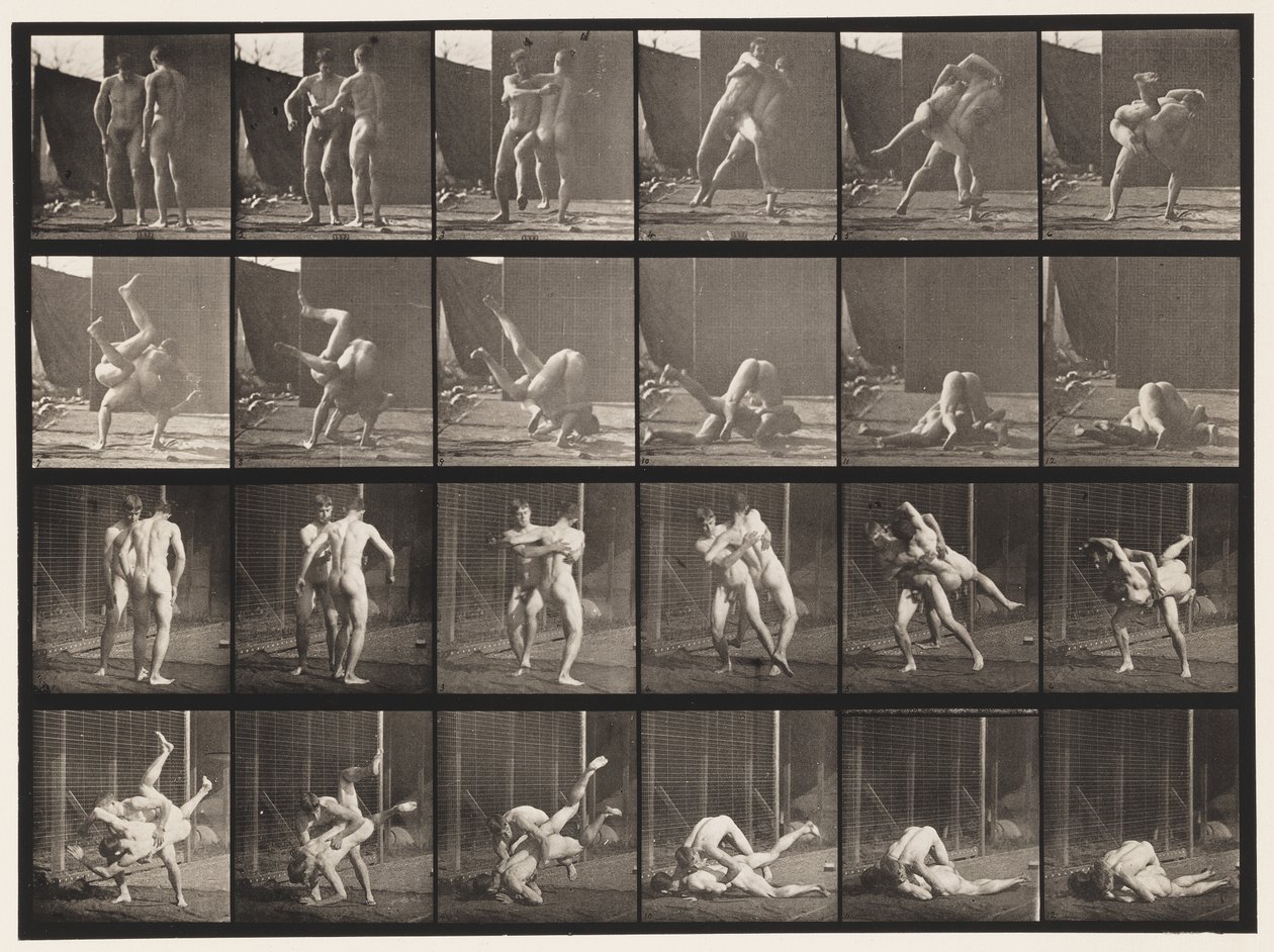 Plaat 348. Worstelen, Grieks-Romeins, 1885 door Eadweard Muybridge