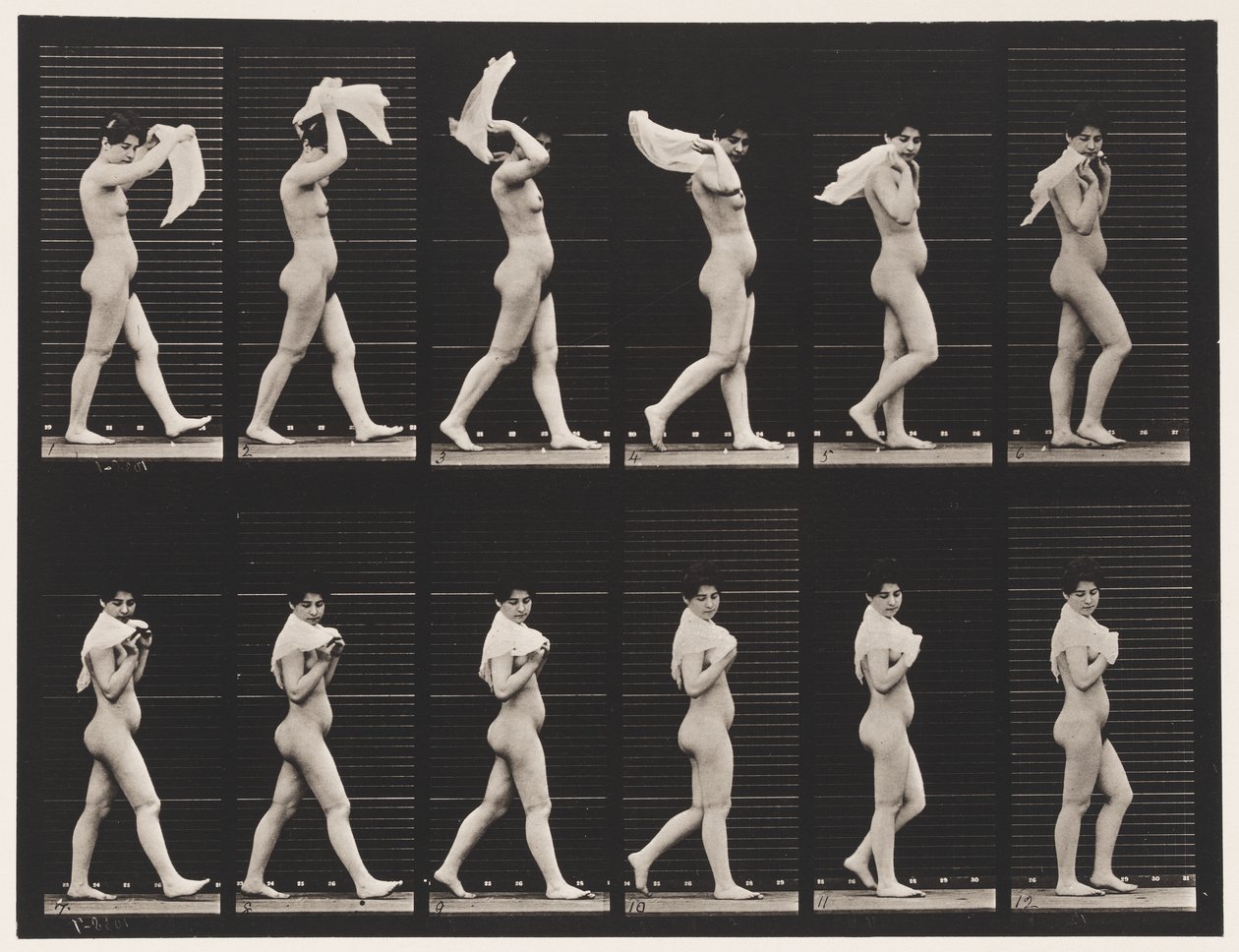 Plaat 40. Lopen, Zakdoek Over Schouders Gooien door Eadweard Muybridge