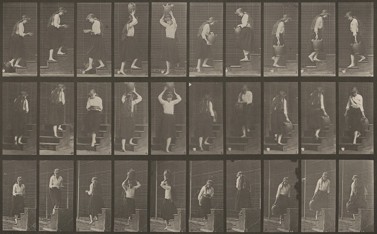 Plaat Nummer 504. Op- en Afdalende Trappen door Eadweard Muybridge