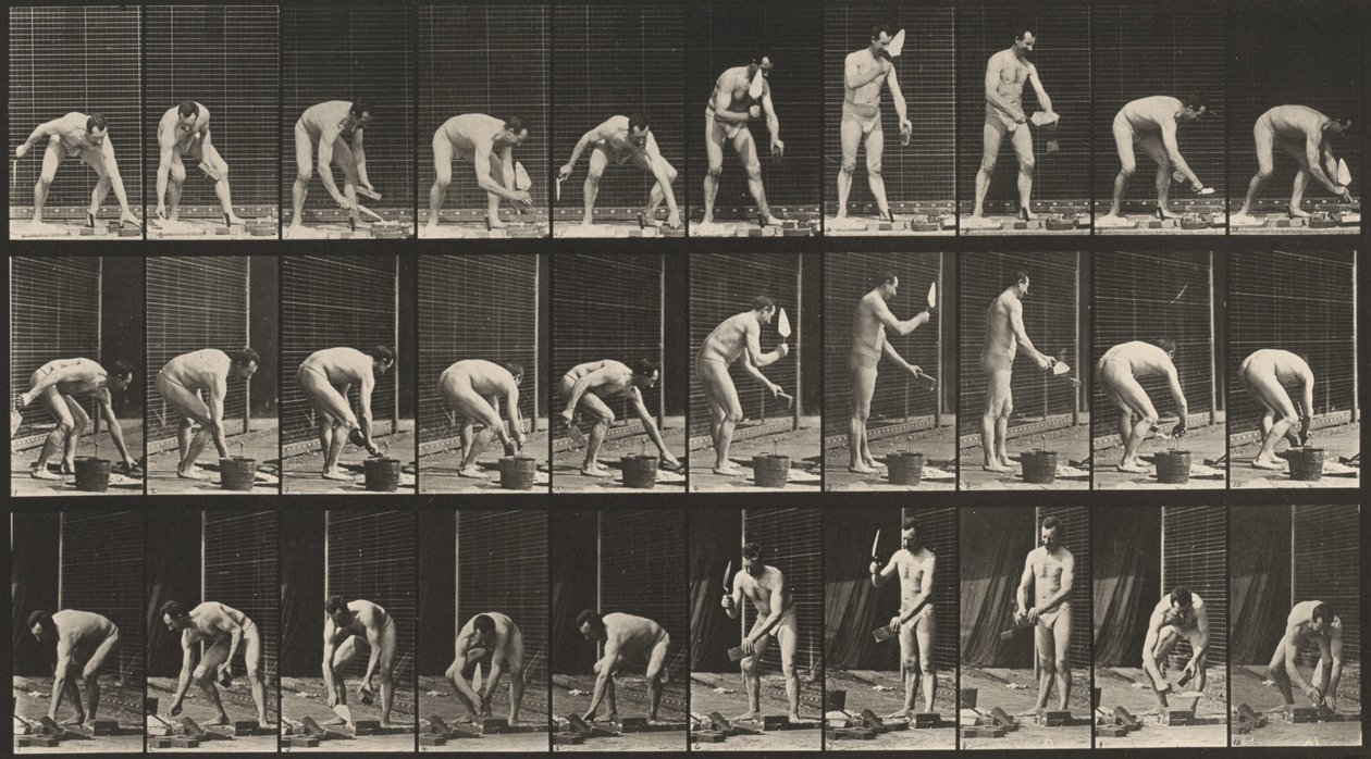 Plaat nummer 506. Metselen,1887 (foto) door Eadweard Muybridge