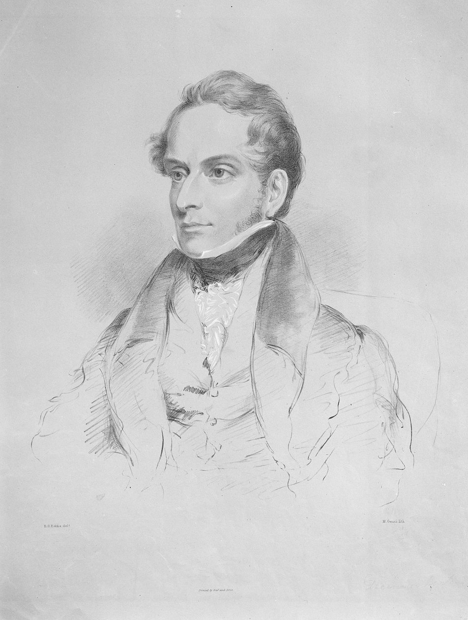 Decimus Burton, lithografie door Maxim Gauci, ca. 1830-35 door Eden Upton Eddis