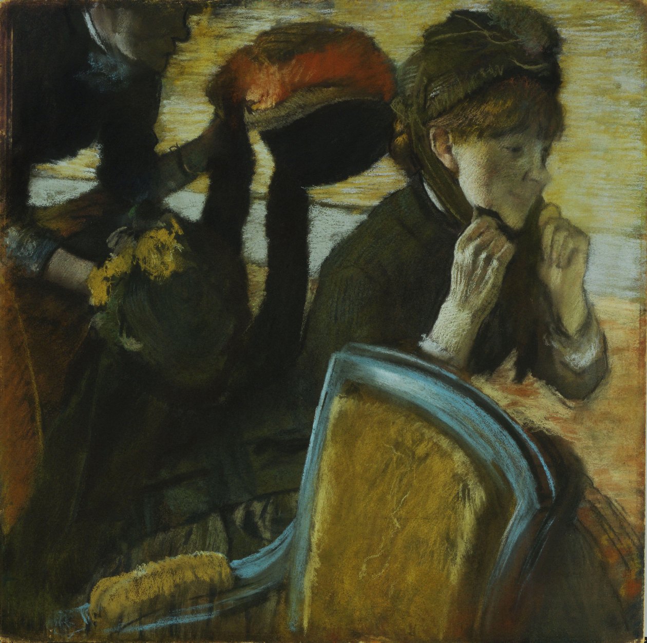 Bij de hoedenmaakster door Edgar Degas