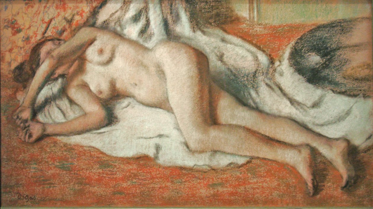 Liggende baadster door Edgar Degas