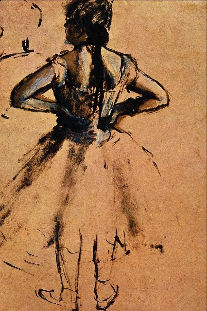 Handen op heupen door Edgar Degas
