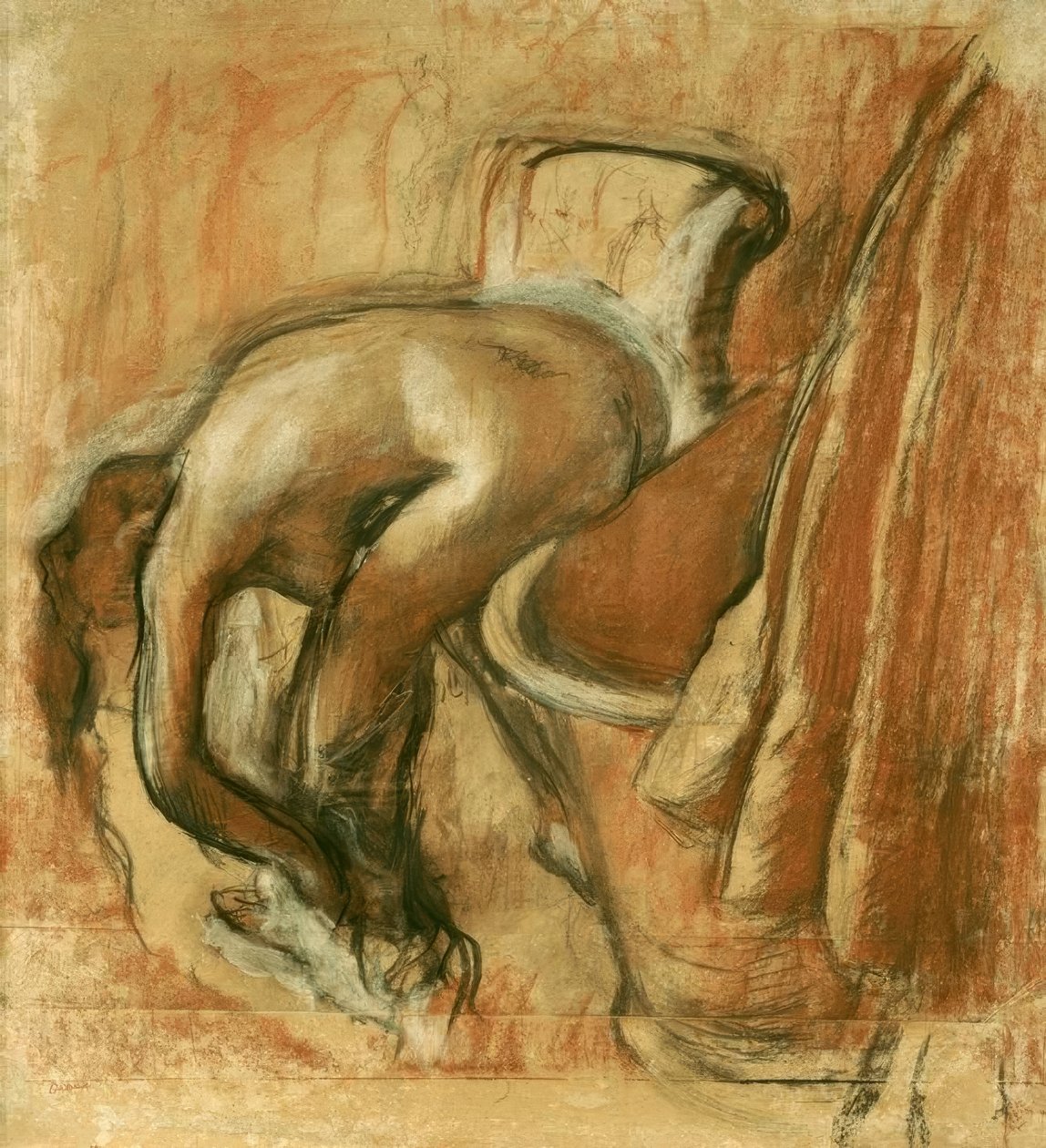 Na het bad; vrouw die zich afdroogt door Edgar Degas