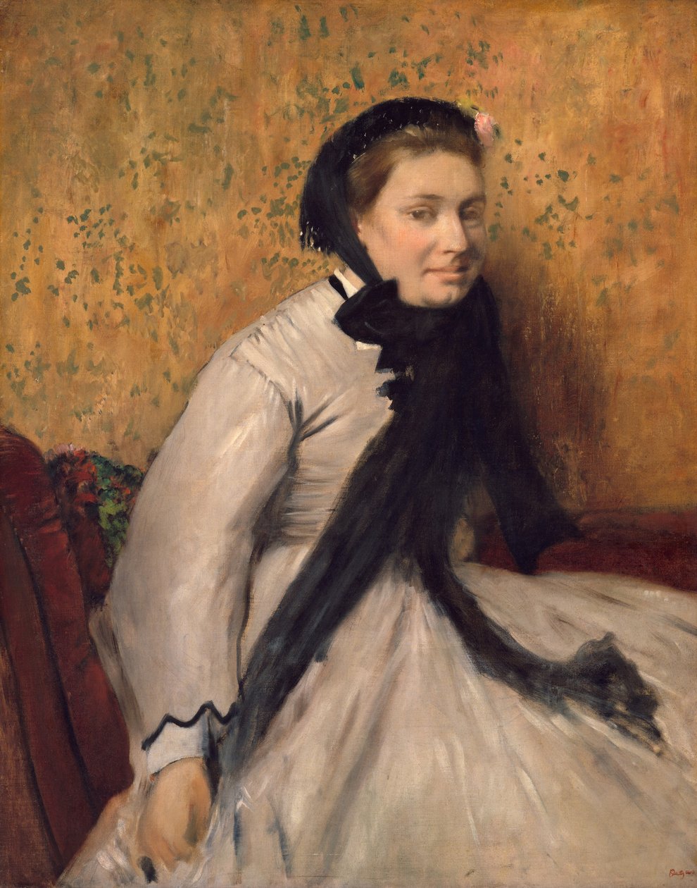 Portret van een vrouw in grijs door Edgar Degas