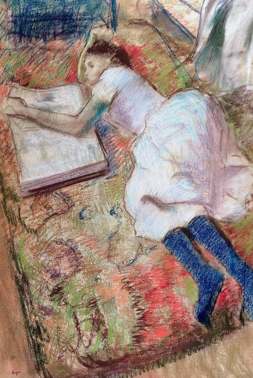 Lezer liggend, c.1889 (pastel op papier) door Edgar Degas