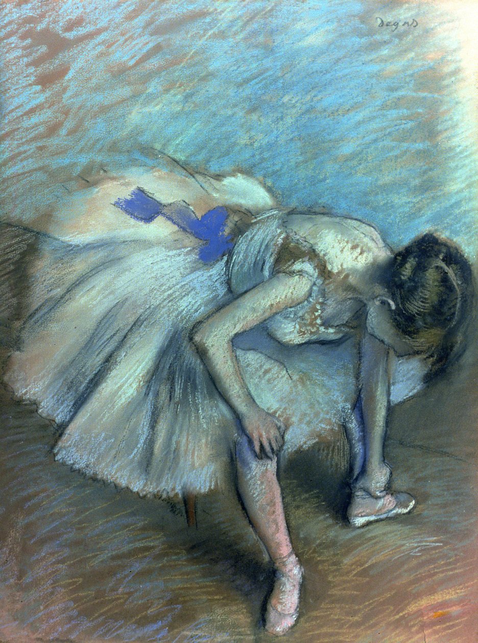 Zittende danseres door Edgar Degas