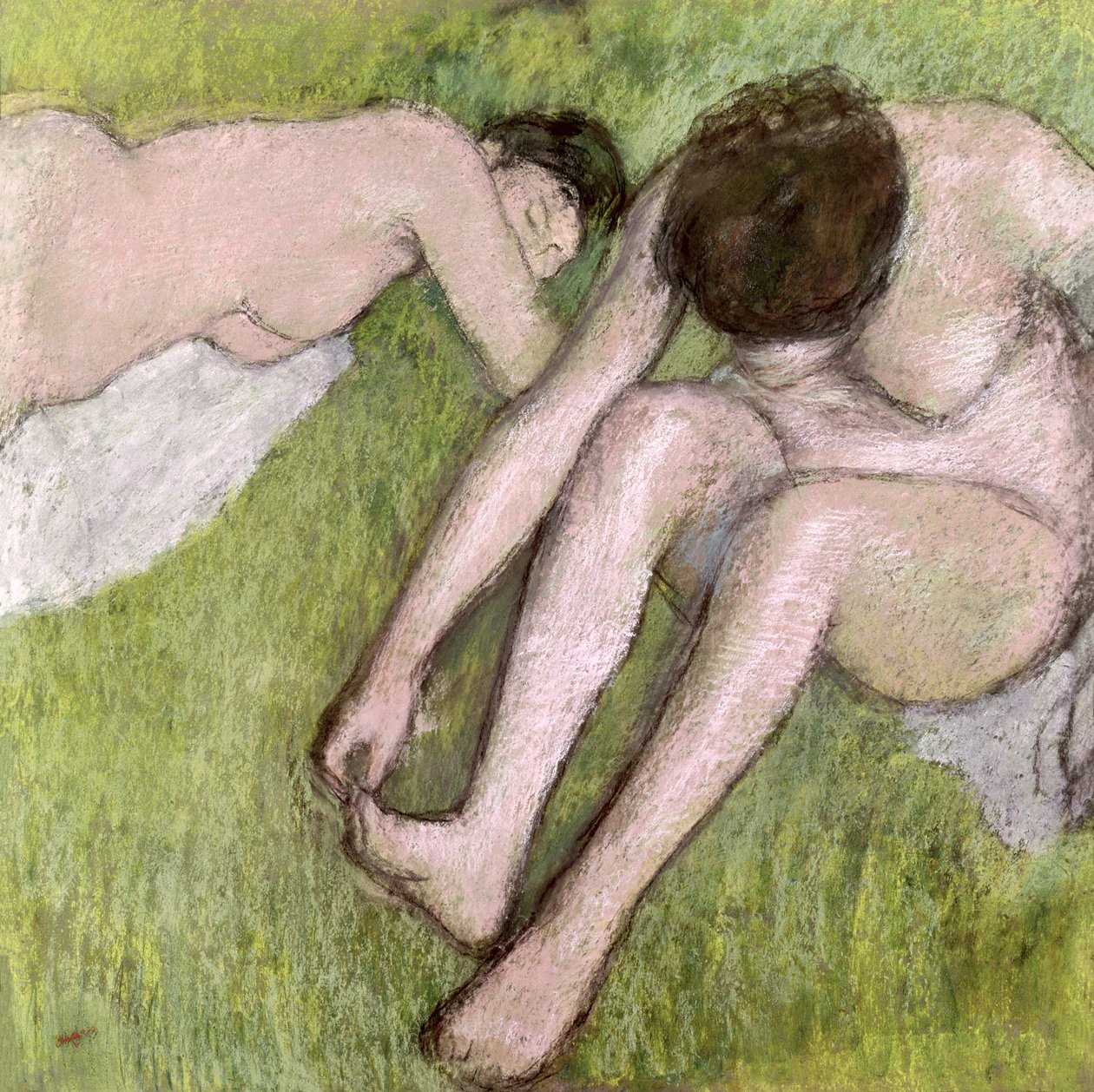 Twee Baders op het Gras, c.1886-90 door Edgar Degas