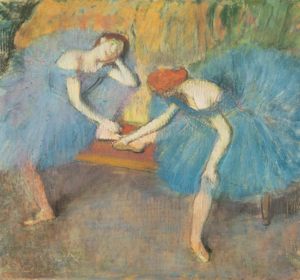 Twee Dansers in Rust of, Dansers in Blauw, c.1898 door Edgar Degas