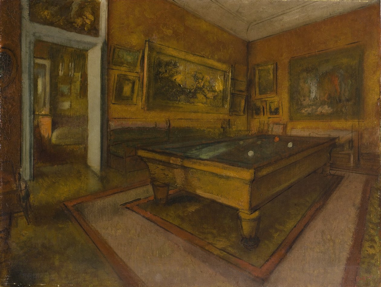 Biljartkamer in Ménil-Hubert door Edgar Degas
