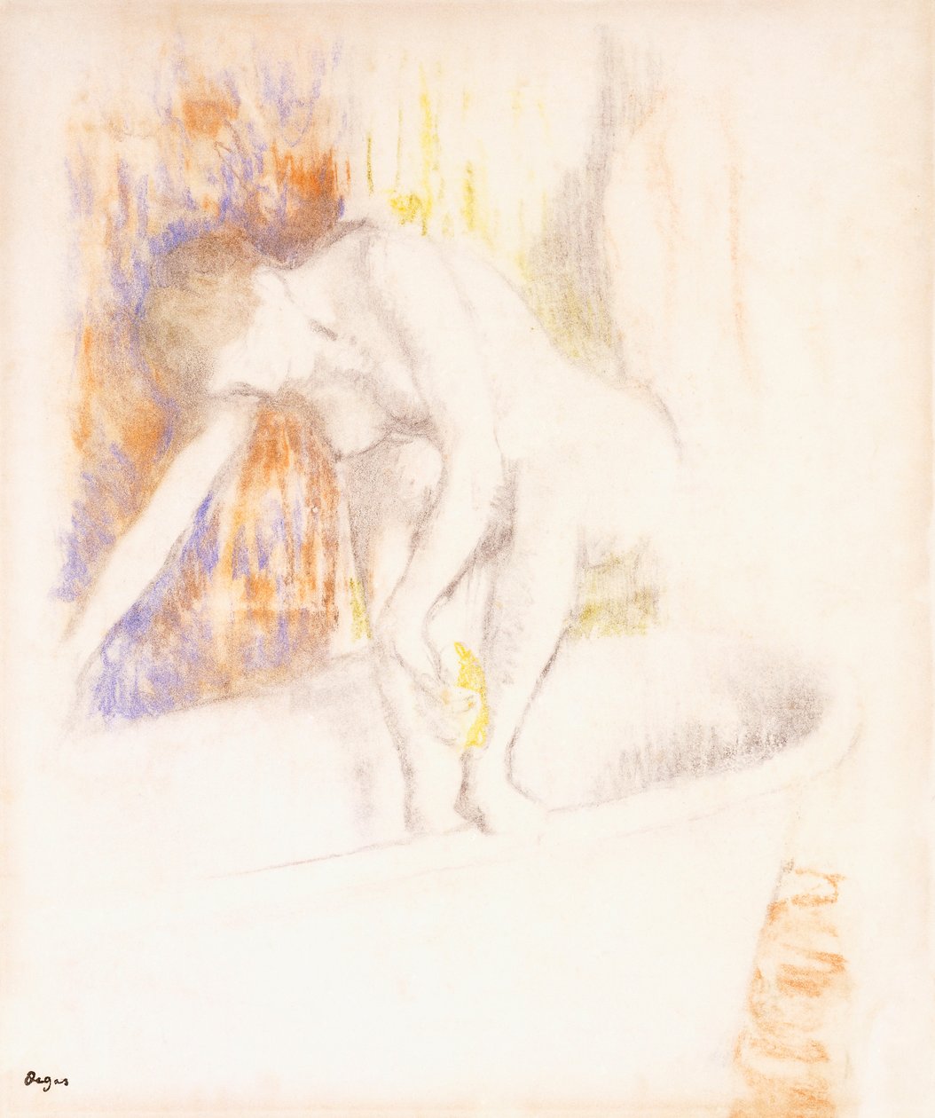 Na het Bad, 1890-1900 door Edgar Degas