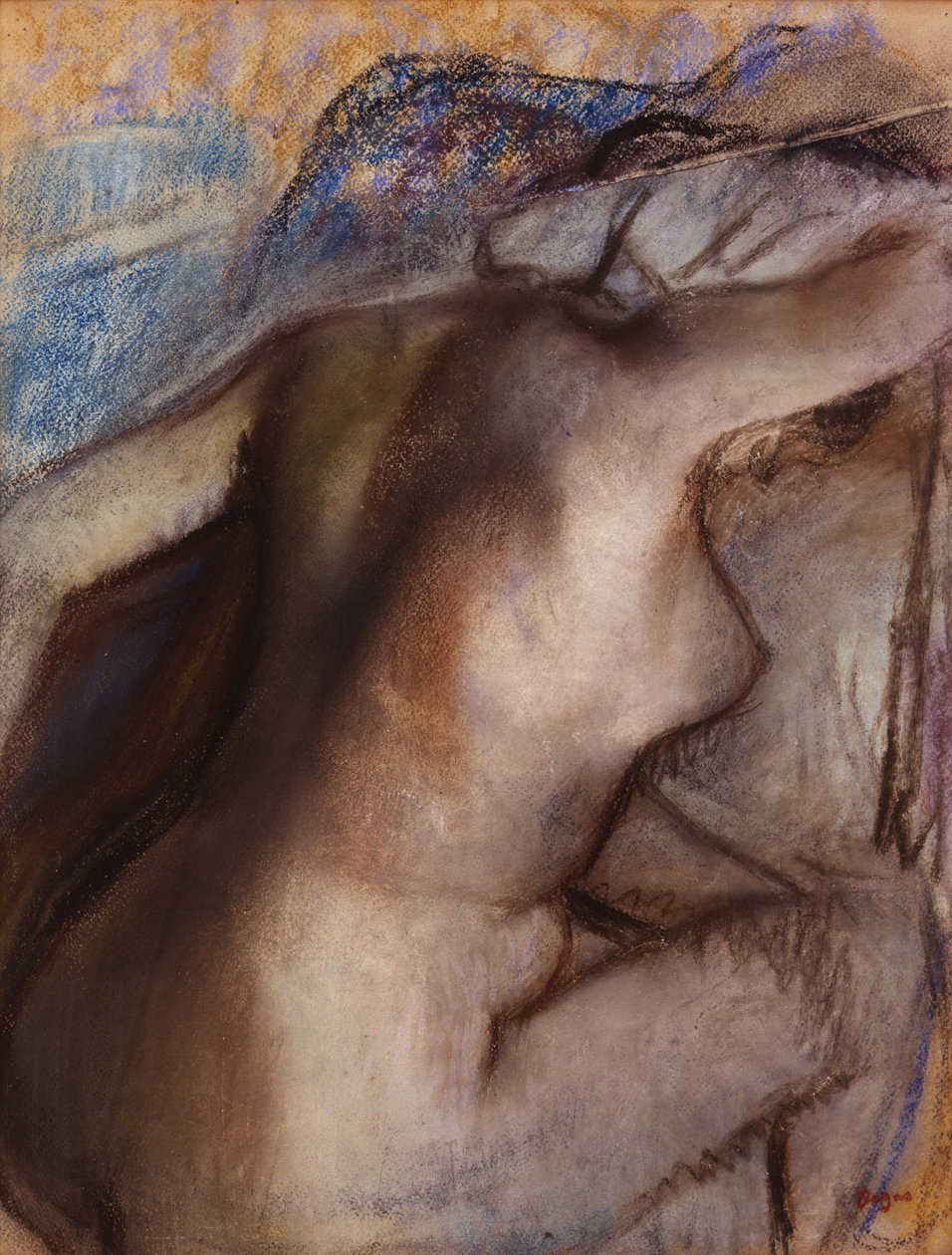 Na het bad, vrouw droogt zichzelf af door Edgar Degas