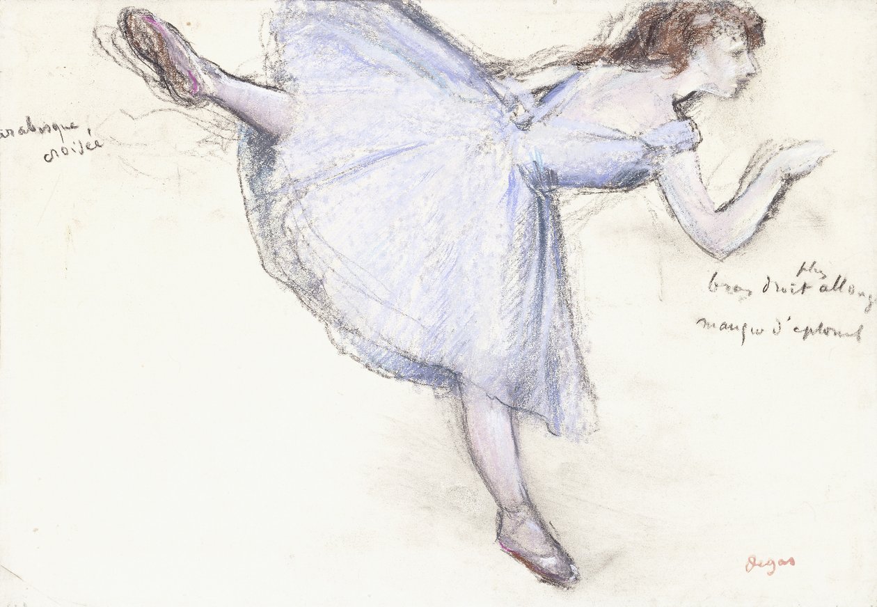 Arabeske danseres in profiel, 1885-90 door Edgar Degas