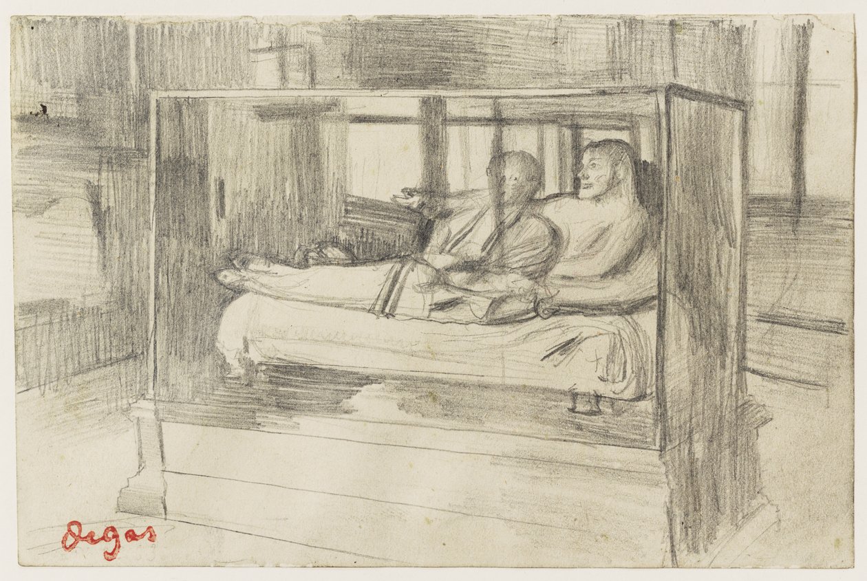 In het Louvre: De Etruskische sarcofaag, c.1879 door Edgar Degas