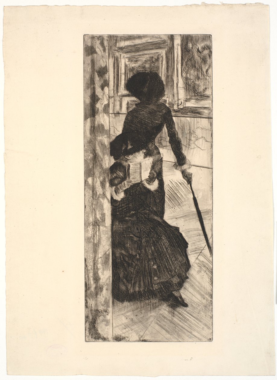 In het Louvre: De schilderkunst (Mary Cassatt) door Edgar Degas