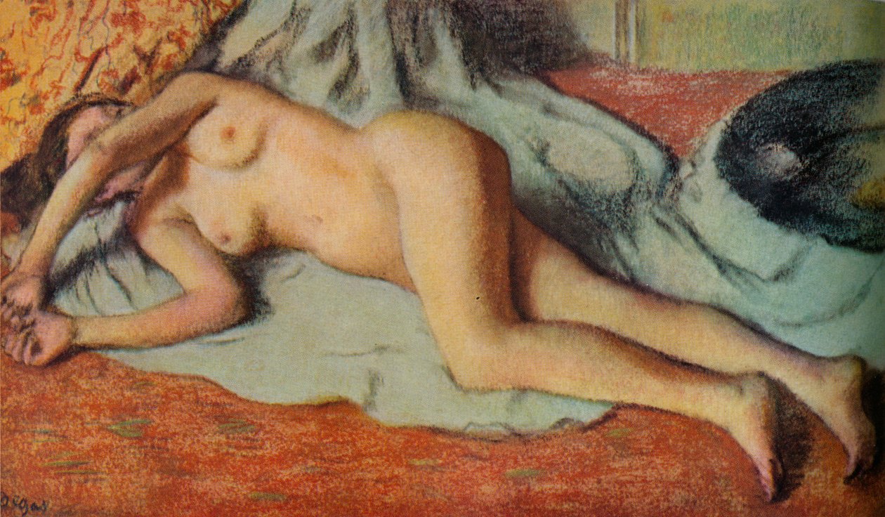 Baigneuse liggend op de grond, c1885 door Edgar Degas