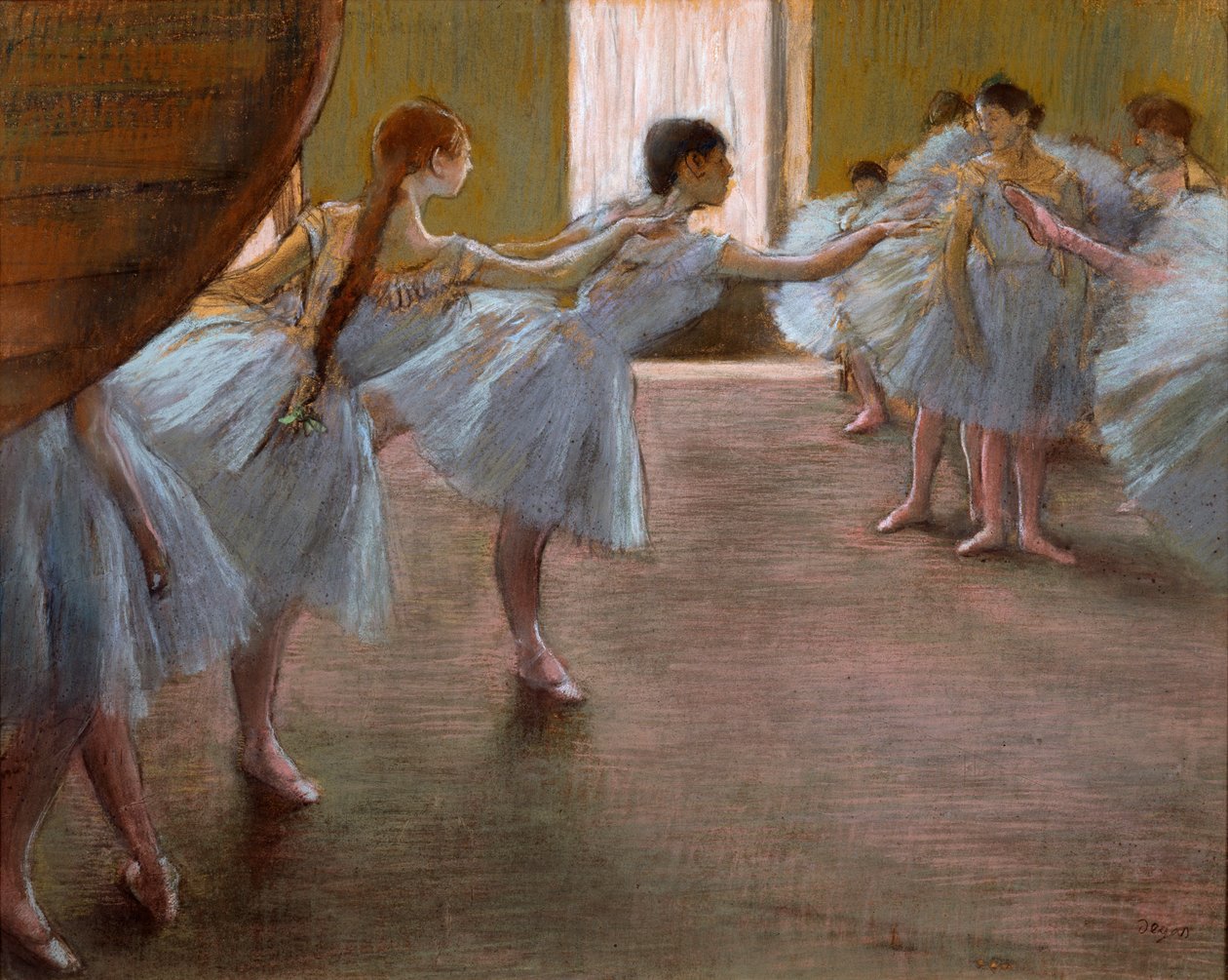 Balletrepetitie, 1885-1890 door Edgar Degas
