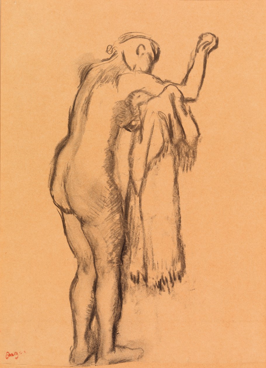 Bader die zichzelf droogt door Edgar Degas