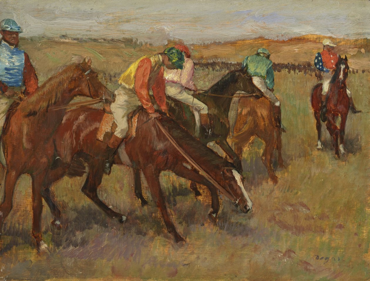 Voor de race door Edgar Degas