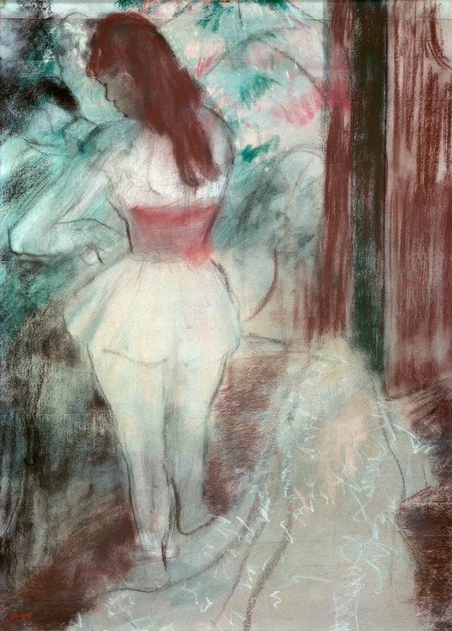 Danseres aankleden door Edgar Degas