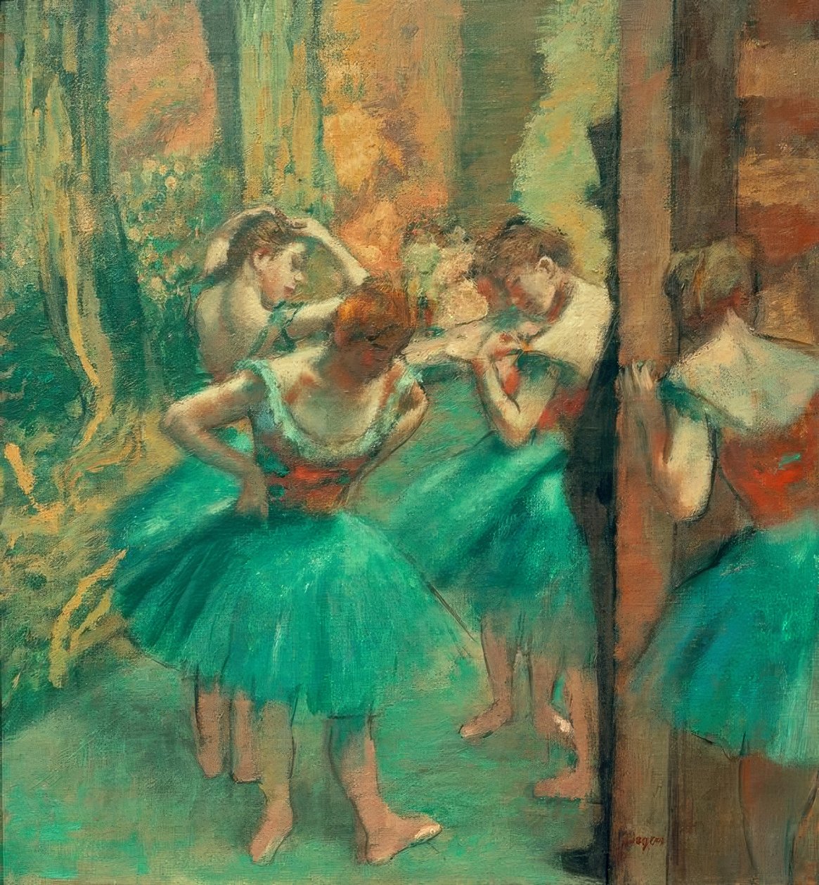 Dansers in roze door Edgar Degas