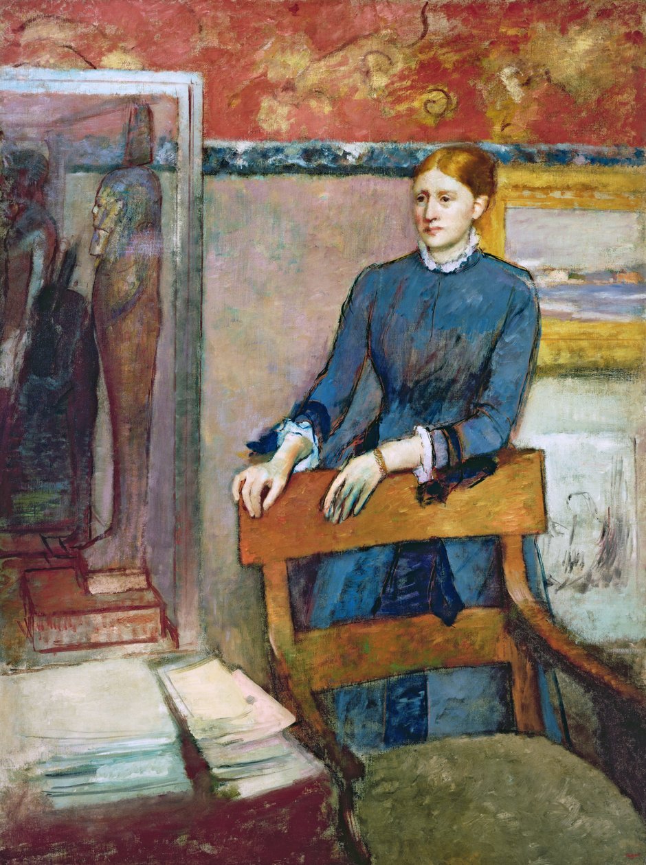 Helene Rouart in het studeervertrek van haar vader, c.1886 door Edgar Degas