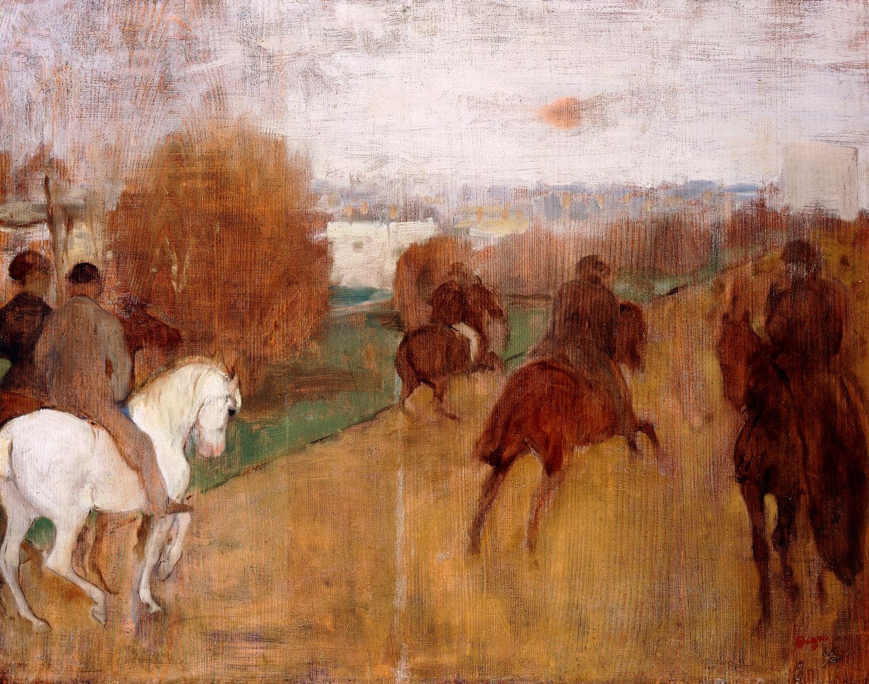 Paardrijders op een Weg, 1864-68 door Edgar Degas
