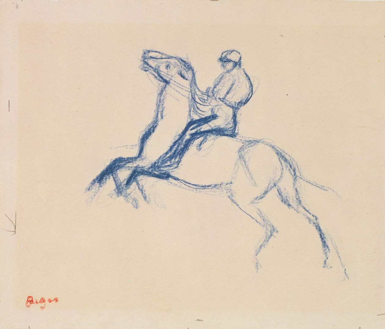 Jockey te paard door Edgar Degas