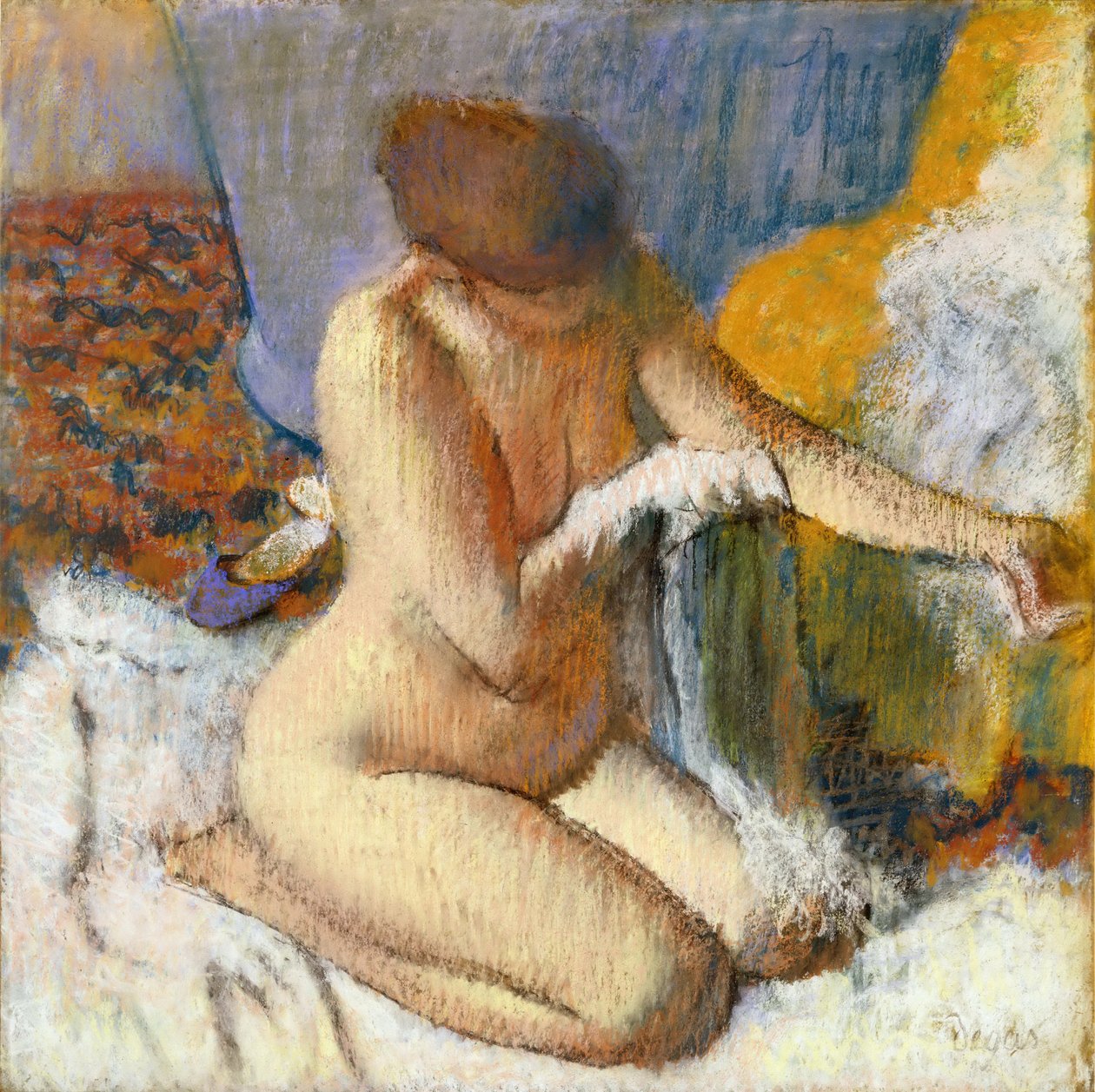 Het verlaten van het bad door Edgar Degas