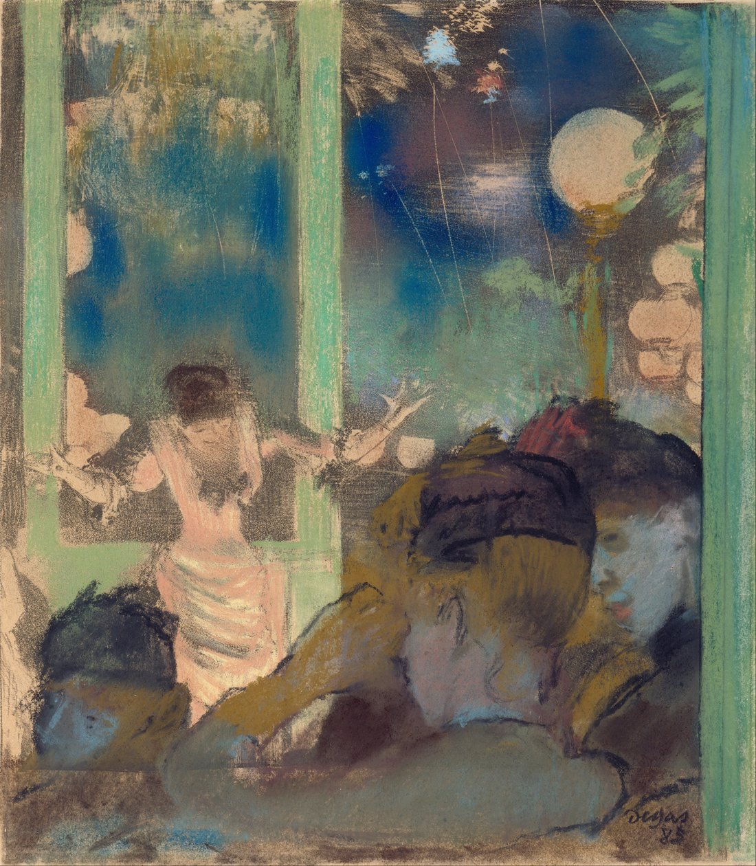 Juffrouw Bécat in het Café des Ambassadeurs door Edgar Degas