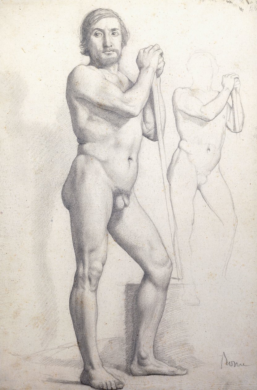 Naakte man staand, c.1856 door Edgar Degas