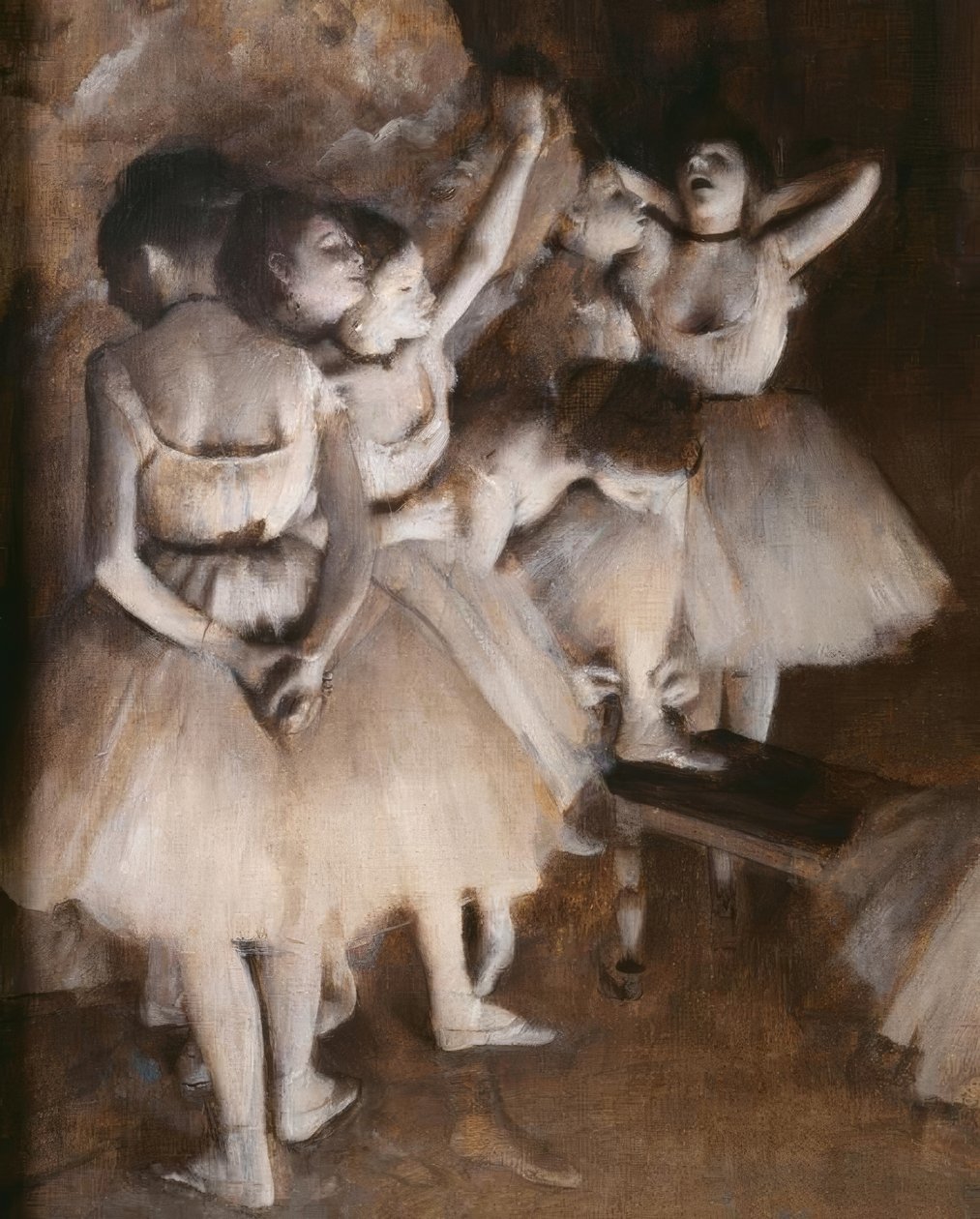 Repetitie van een ballet op het toneel door Edgar Degas