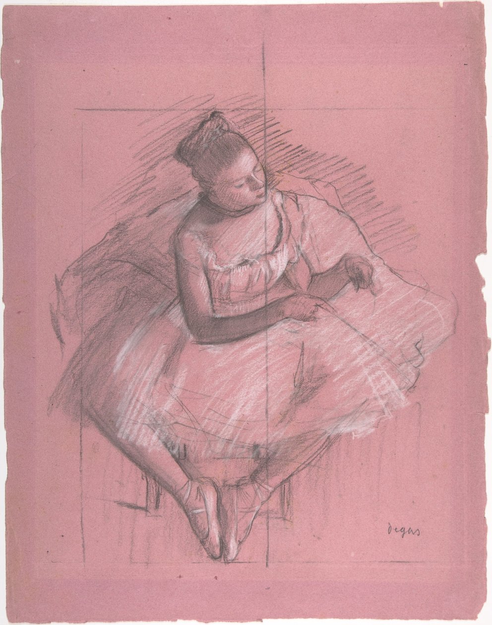 Zittende danseres door Edgar Degas
