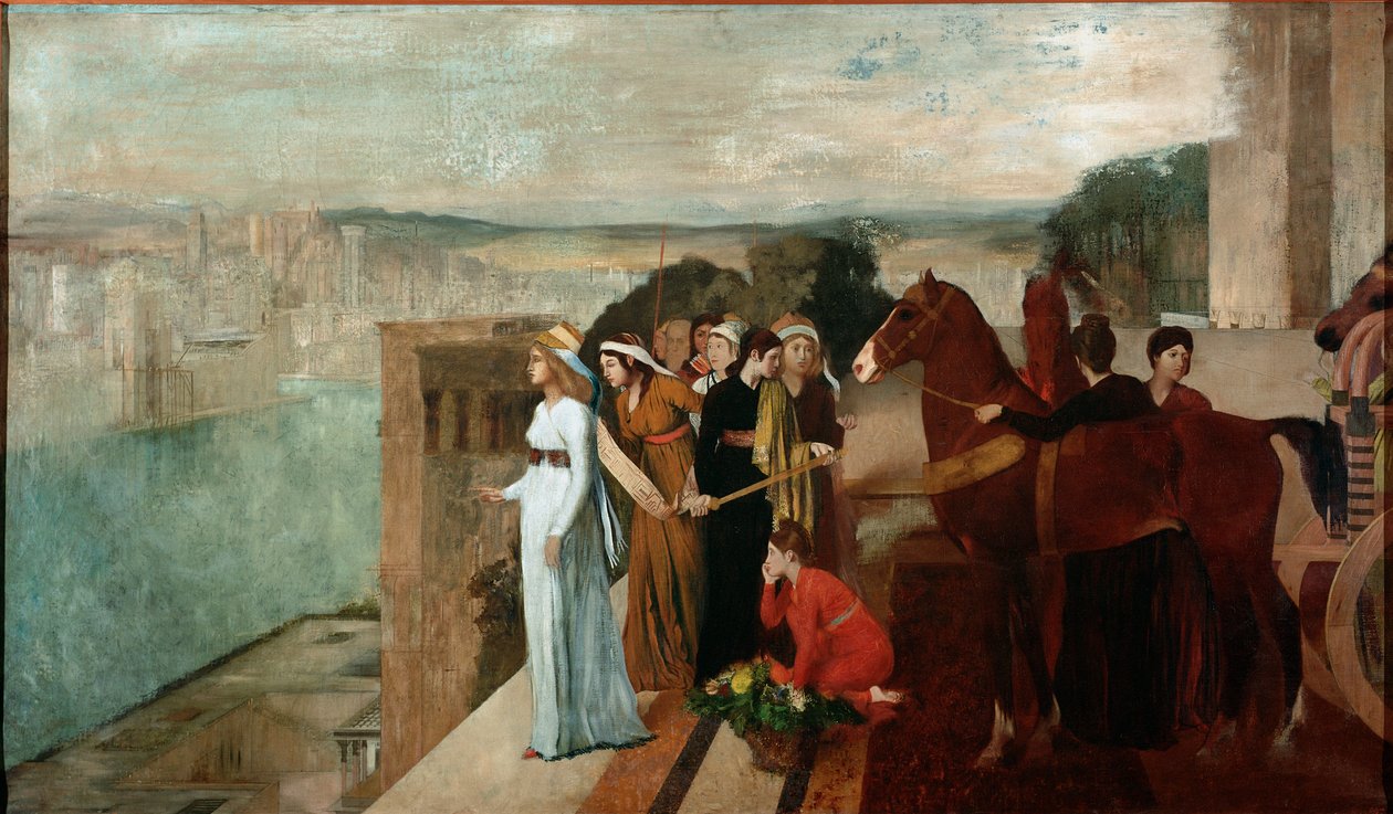 Semiramis bouwt Babylon door Edgar Degas