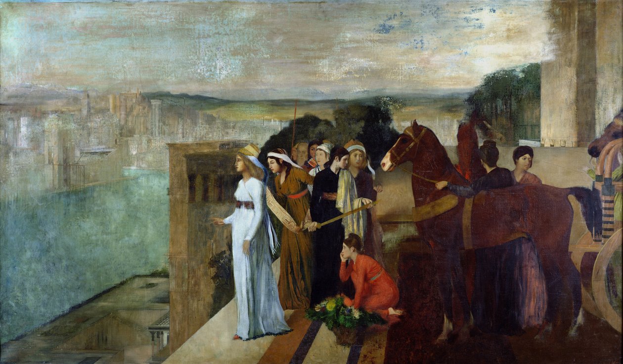 Semiramis bouwt Babylon, 1861 door Edgar Degas