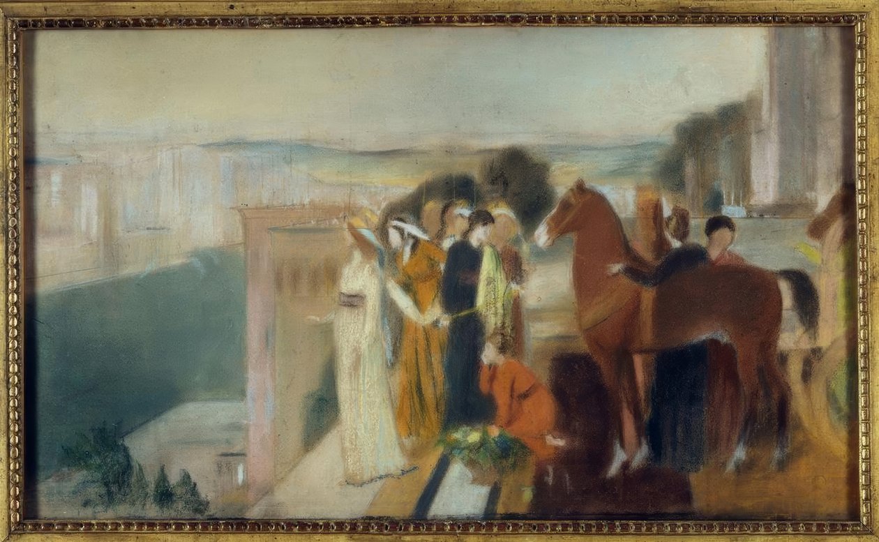 Semiramis bouwt Babylon door Edgar Degas