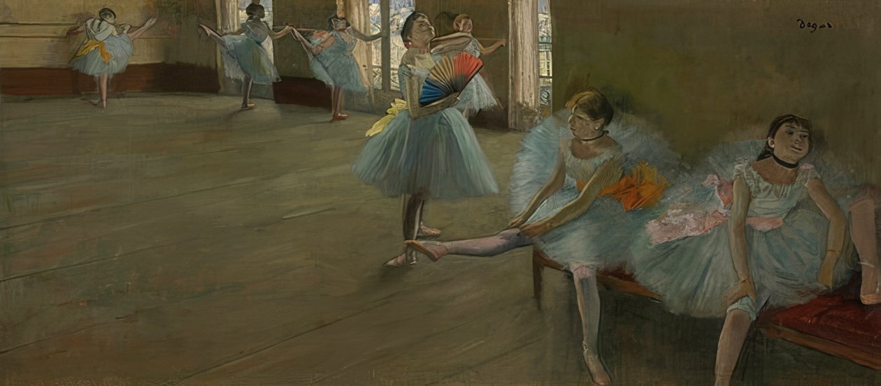 Dansers in een oefenruimte door Edgar Degas