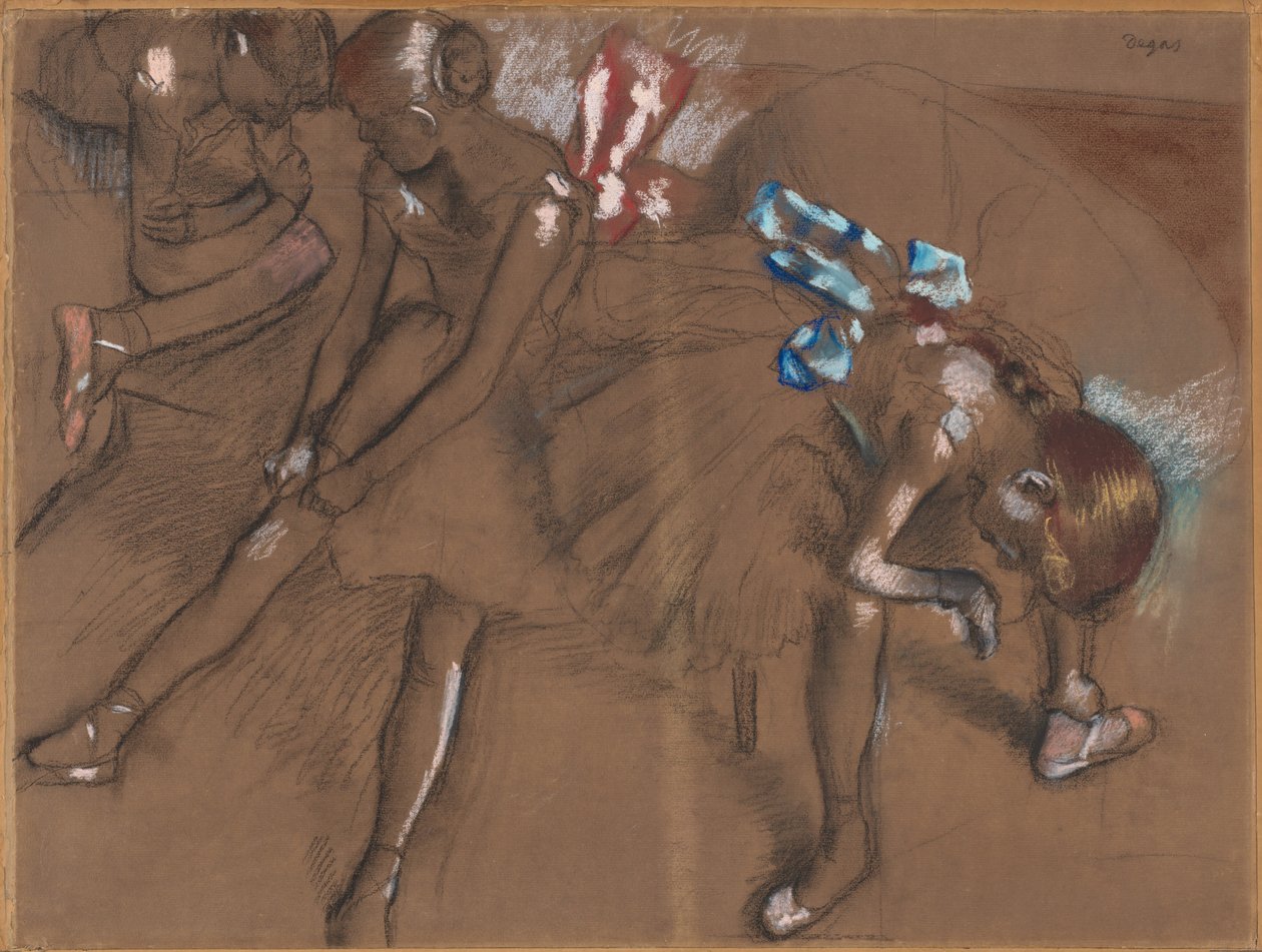 Drie Rustende Dansers, c. 1880 door Edgar Degas