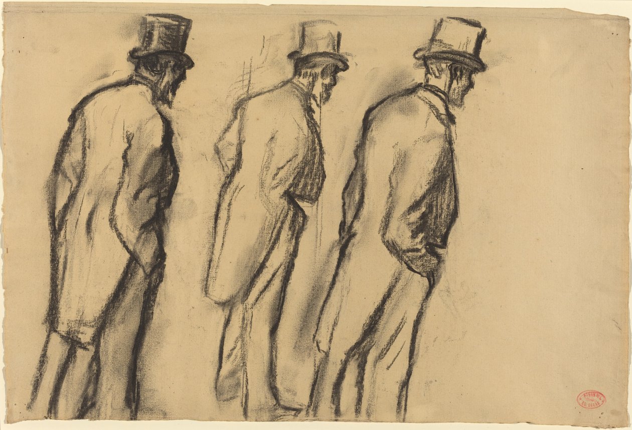 Drie Studies van Ludovic Halévy Staand door Edgar Degas