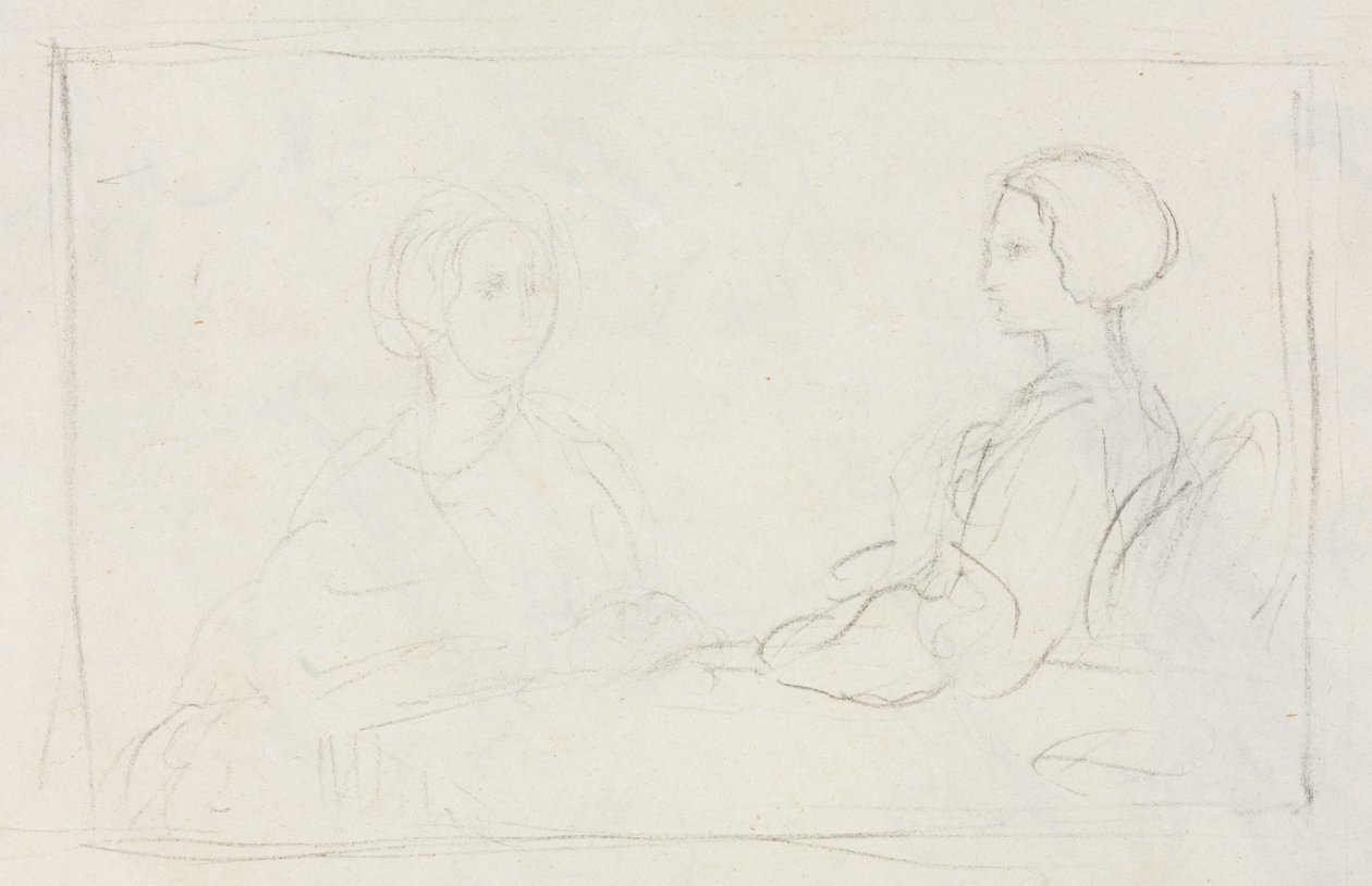 Twee zittende vrouwen verso, 1856-1860 door Edgar Degas